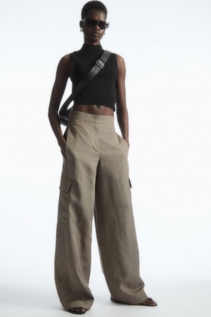 Pantalon COS Anchos-Leg Linen-Blend Cargo Mujer Grises | México DPYR-39476
