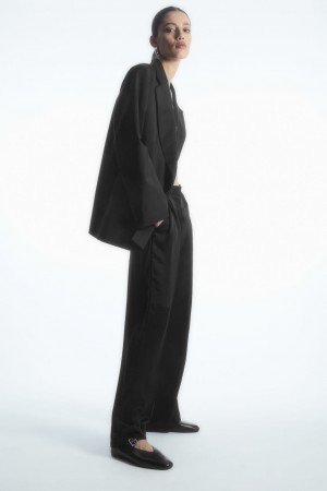 Pantalon COS Anchos-Leg Plisado Satin Mujer Negros | México HYIE-62417