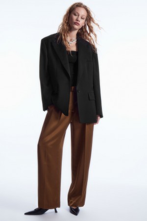 Pantalon COS Anchos-Leg Plisado Satin Mujer Marrom | México UGFM-49172