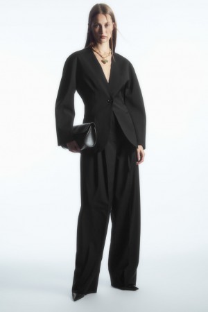 Pantalon COS Anchos-Leg Tailored Lana Mujer Negros | México XBET-10985