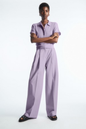 Pantalon COS Anchos-Leg Tailored Mujer Morados Claro | México TLOU-85639