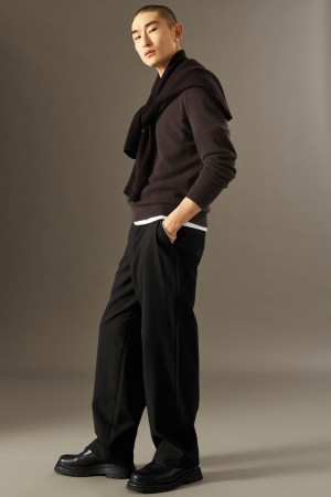 Pantalon COS Lana-Hopsack Anchos Hombre Negros | México EXJN-52178