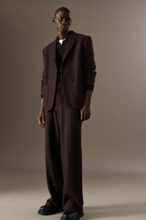Pantalon COS Lana-Jersey Directo Hombre Marrom Oscuro | México MUIL-10297