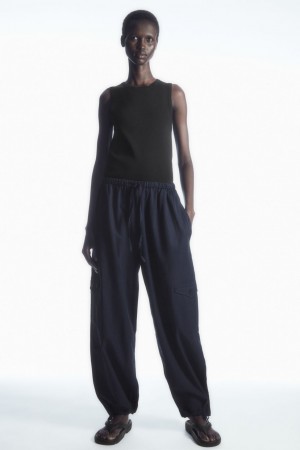 Pantalon COS Ligeros Drawstring Cargo Mujer Azul Marino | México ECON-46193
