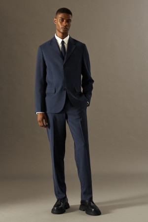Pantalon COS Ligeros Lana Directo Hombre Azul Marino | México FBLU-75982