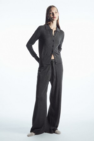Pantalon COS Merino Lana Drawstring Mujer Grises Oscuro | México HGXZ-39068