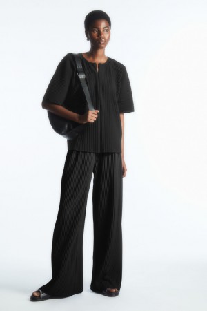 Pantalon COS Plisado Elasticated Mujer Negros | México LHBD-54019