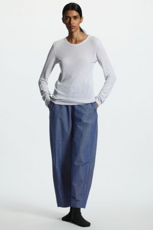 Pantalon COS Relaxed-Fit Elasticated Lona Mujer Azules Claro | México GOPH-05342