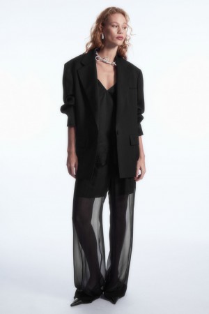 Pantalon COS Sheer Silk Mujer Negros | México KLID-40836