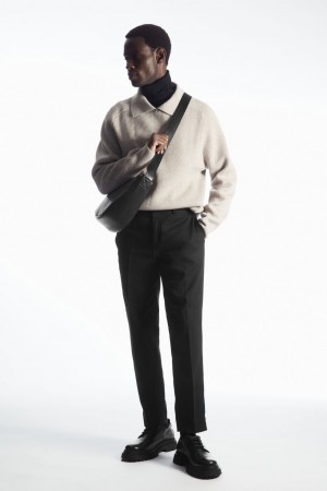 Pantalon COS Slim-Leg Tailored Algodon Hombre Negros | México QITO-18432