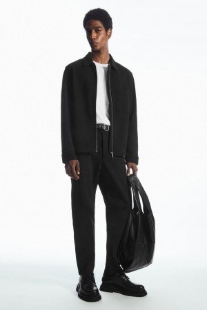 Pantalon COS Tapered Algodon-Jersey Hombre Negros | México PXKY-28901