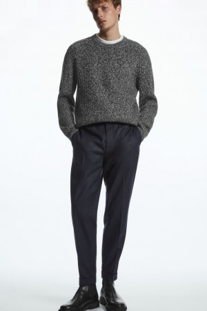 Pantalon COS Tapered Lana Hombre Azul Marino | México SYUF-58091