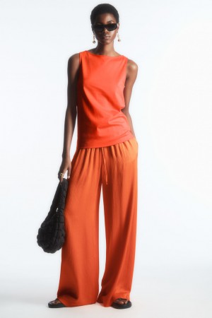 Pantalon COS Textured Anchos-Leg Drawstring Mujer Naranjas Claro | México HEYK-28430
