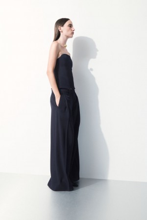 Pantalon COS The Anchos-Leg Lana Mujer Azul Marino | México TZMR-15038