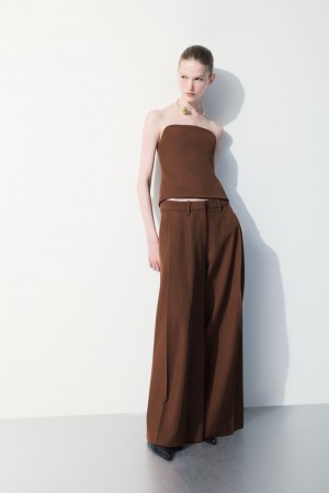 Pantalon COS The Anchos-Leg Lana Mujer Marrom Oscuro | México VAYM-67503
