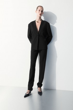 Pantalon COS The Silk-Blend Mujer Negros | México IMOK-79156