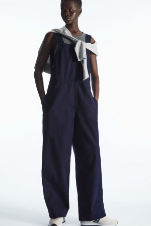 Pantalon COS Wrap-Back Anchos-Leg Dungarees Mujer Azul Marino | México IYUQ-57230