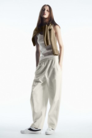 Pantalones COS Elasticated Barrel-Leg Mujer Blancos | México OXWI-43906