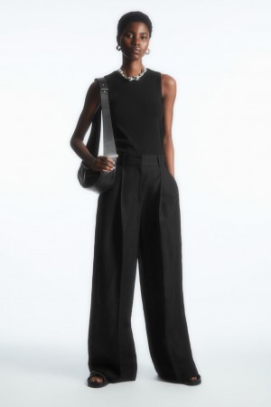 Pantalones COS High-Waisted Anchos-Leg Mujer Negros | México OVBK-50271