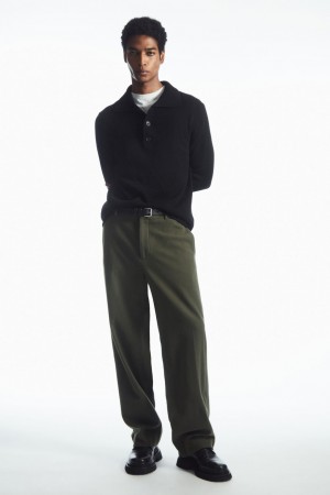 Pantalones COS Lana-Blend Relaxed Tailored Hombre Verdes Oscuro | México UFGB-12096