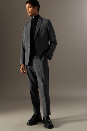 Pantalones COS Lana-Jacquard Slim Hombre Grises | México JRGN-81074