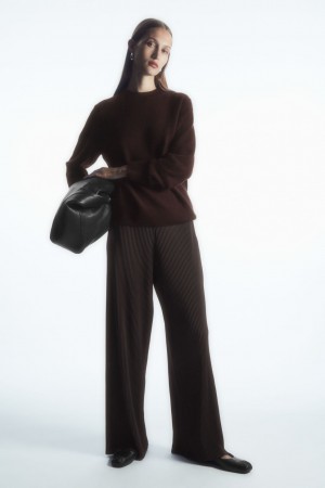 Pantalones COS Plisado Anchos-Leg Mujer Marrom Oscuro | México BPEL-60495
