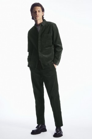 Pantalones Chinos COS Directo-Leg Corduroy Hombre Verdes Oscuro | México TARM-06819