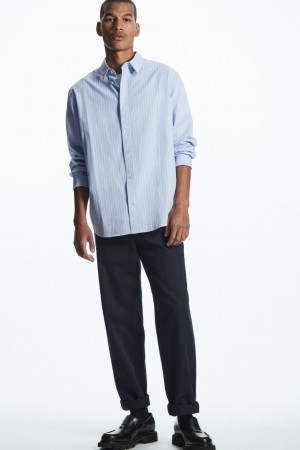 Pantalones Chinos COS Tapered Plisado Twill Hombre Azul Marino | México FSEW-67895
