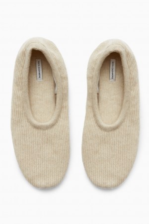 Pantuflas COS Acanalado Cashmere Mujer Blancos | México UPLR-29874