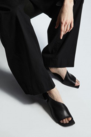 Sandalias COS Cuero Destalonadas Block-Heel Mujer Negros | México NMTD-76081