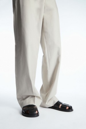 Sandalias COS Cuero Fisherman Hombre Negros | México XDYR-35018