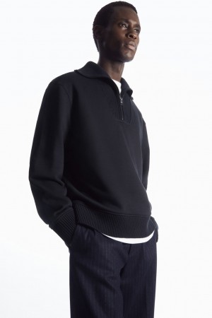 Sudadera COS Funnel-Neck Half-Zip Hombre Azul Marino | México IGMH-30826