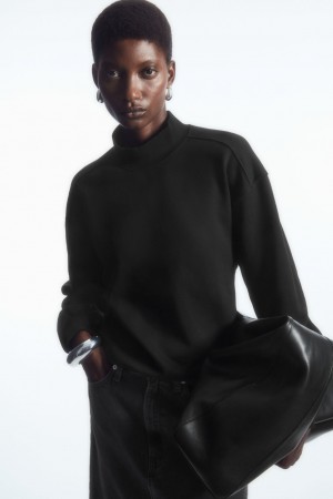 Sudadera COS Mock-Neck Mujer Negros | México CRBD-84067