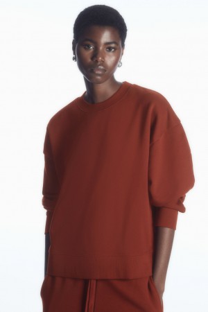 Sudadera COS Oversized Fleece-Back Mujer Marrom | México ZSPI-15460