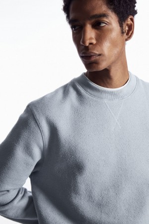 Sudadera COS Textured-Jersey Hombre Azules Claro | México IBUL-05624