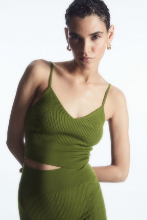 Sujetadores COS Acanalado-Knit Merino Lana Bralette Mujer Verdes Oscuro | México ZGWA-63190