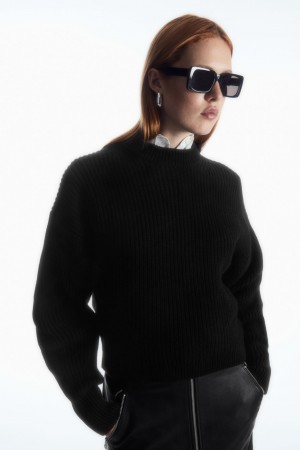 Suéteres COS Acanalado Cashmere-Blend Mujer Negros | México KUNZ-46951