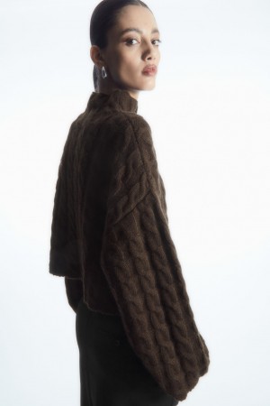 Suéteres COS Cable-Knit Turtleneck Mujer Marrom Oscuro | México ZDNP-93162