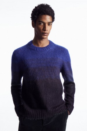 Suéteres COS Colour-Block Mohair-Blend Hombre Azules Claro Azul Marino | México CZFP-74036