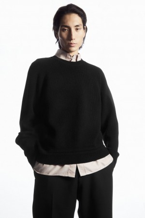 Suéteres COS Crew-Neck Lana Hombre Negros | México UVDP-91863