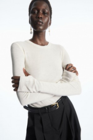 Suéteres COS Crew-Neck Merino Lana Top Mujer Blancos | México WTOV-08721