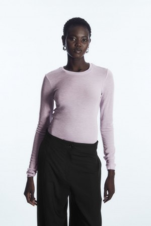 Suéteres COS Crew-Neck Merino Lana Top Mujer Morados | México KFWC-75981