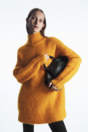 Suéteres COS Funnel-Neck Mohair Tunic Mujer Amarillos | México HLED-31256