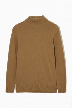 Suéteres COS Lana-Cashmere Turtleneck Hombre Beige Oscuro | México VMAT-84792
