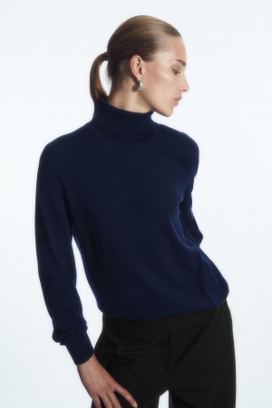 Suéteres COS Merino Lana Roll-Neck Mujer Azul Marino | México GPJF-92753
