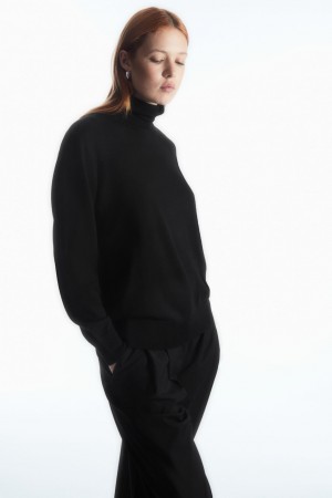Suéteres COS Merino Lana Roll-Neck Mujer Negros | México HZBT-59174