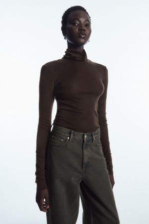 Suéteres COS Merino Lana Turtleneck Top Mujer Marrom Oscuro | México UMWN-67098