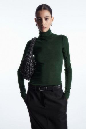 Suéteres COS Merino Lana Turtleneck Top Mujer Verdes Oscuro | México XHWA-89425