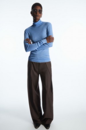 Suéteres COS Merino Lana Turtleneck Top Mujer Azules Claro | México TZHE-05683