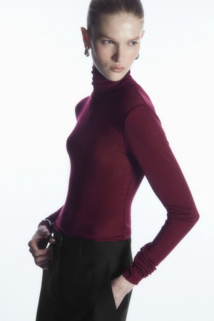 Suéteres COS Merino Lana Turtleneck Top Mujer Vino | México PWFH-96327